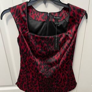 New WHBM red and black cheetah print sleeveless top.